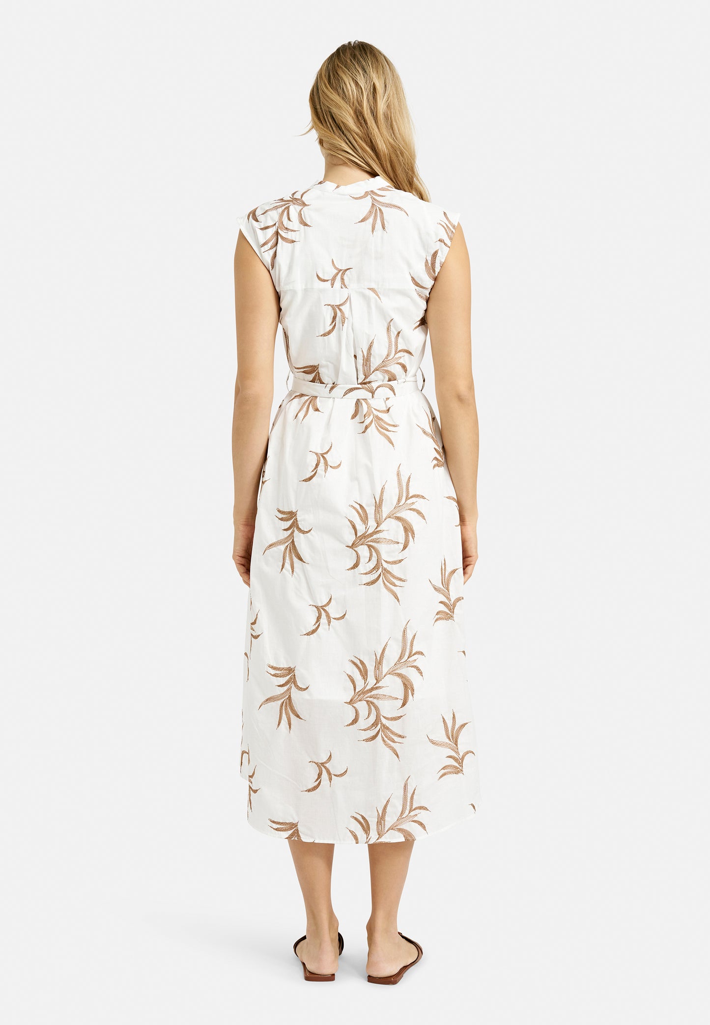 'Antigua' White & Camel Dress