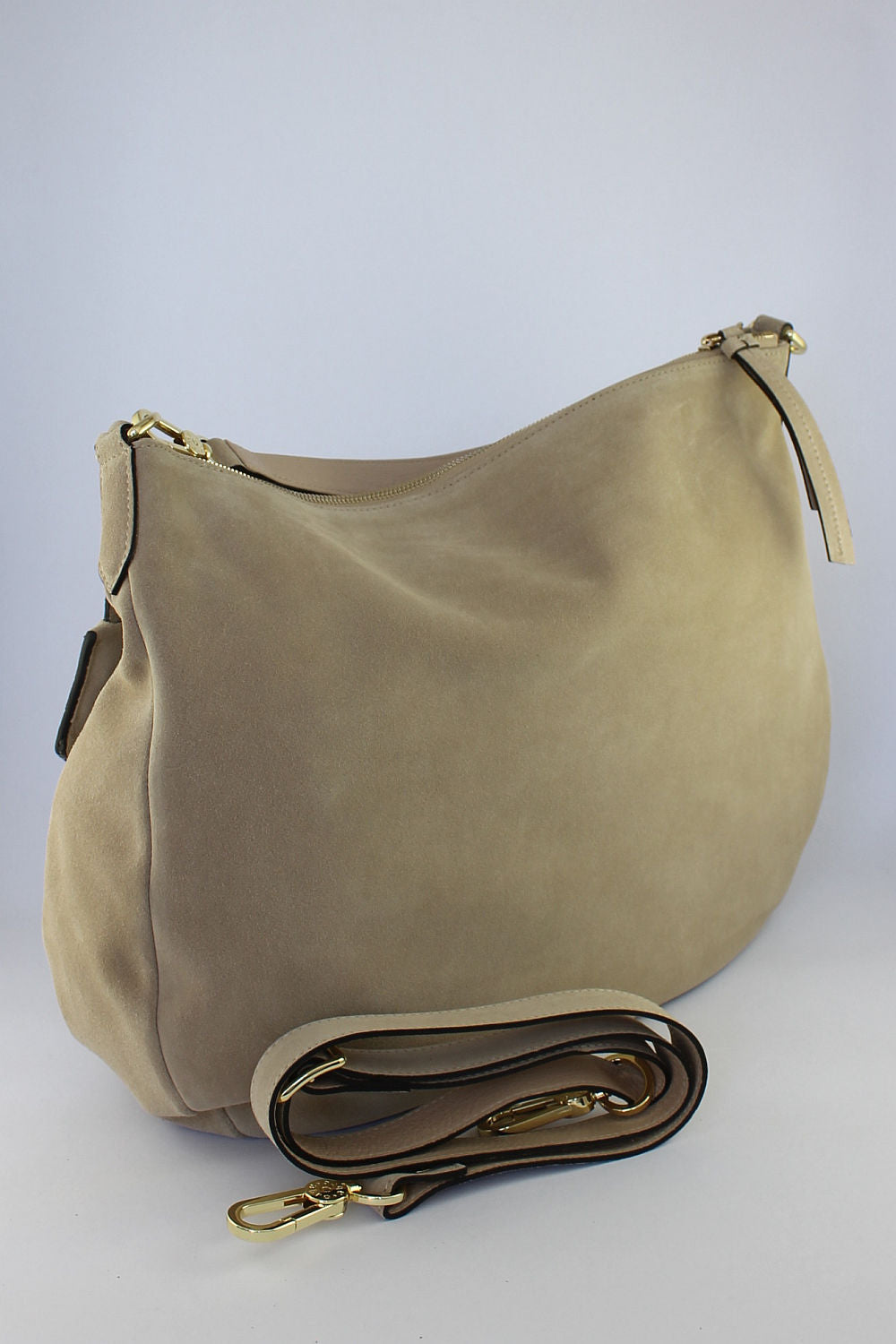 'Juna' Suede Hobo in Sand