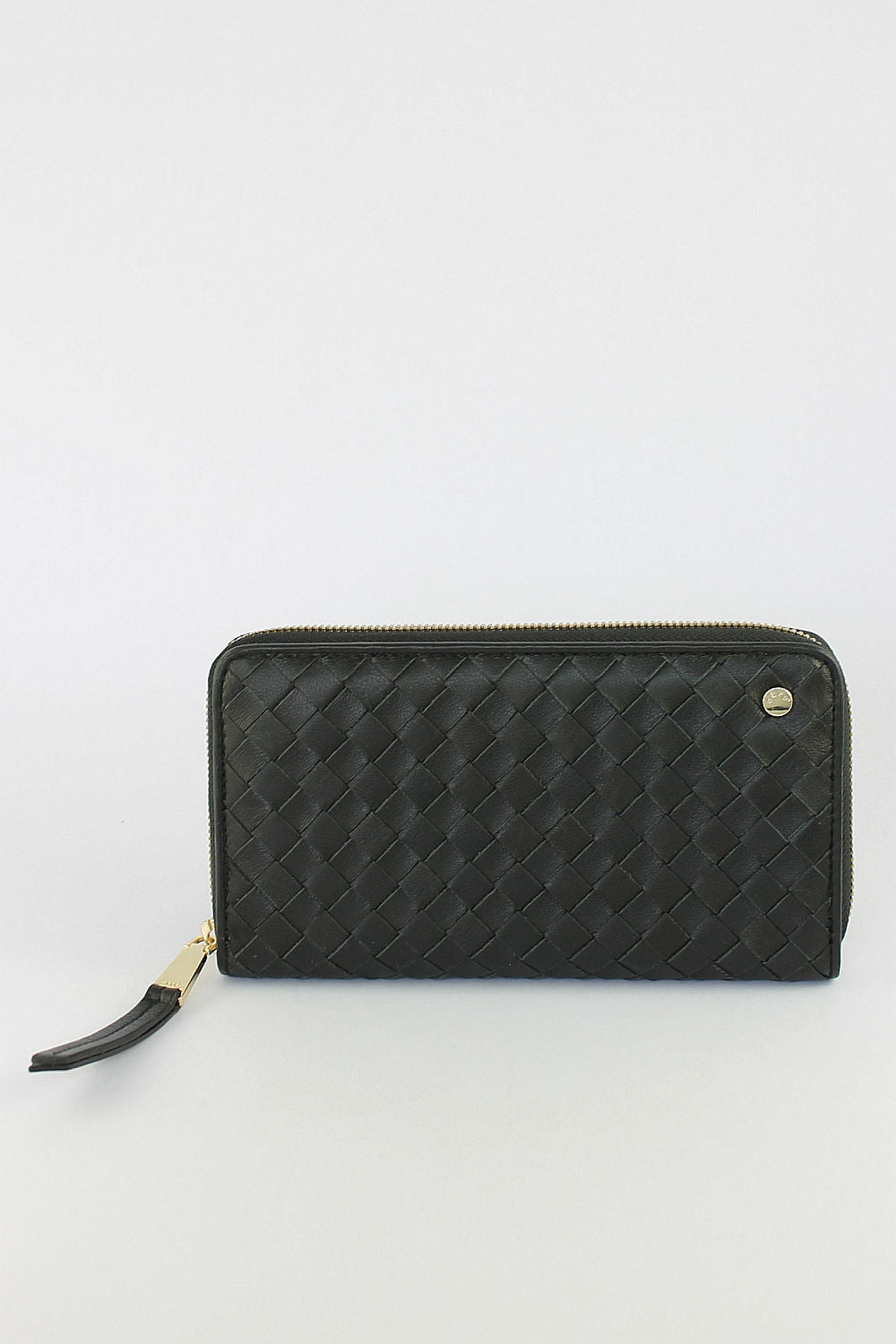 Black Woven Leather Purse