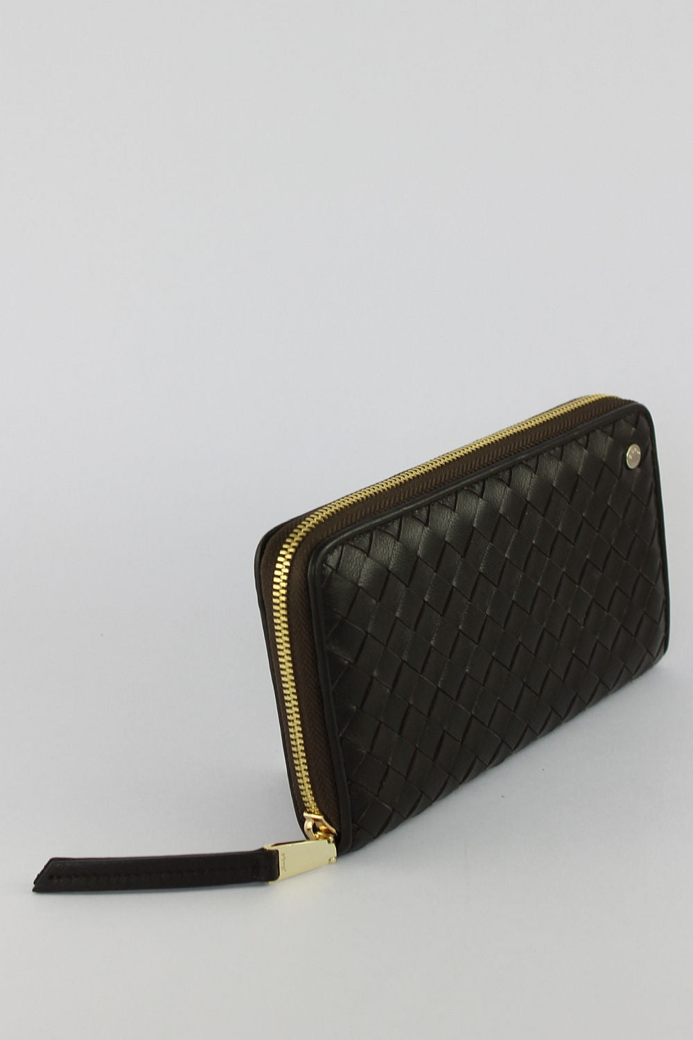 Dark Brown Woven Leather Purse