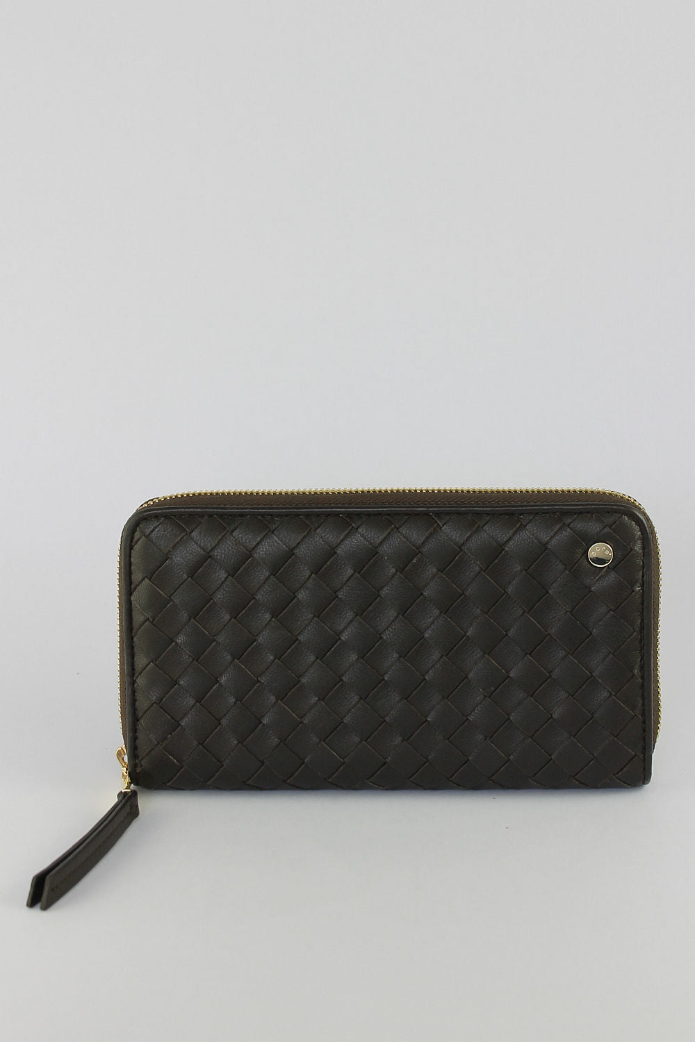 Dark Brown Woven Leather Purse