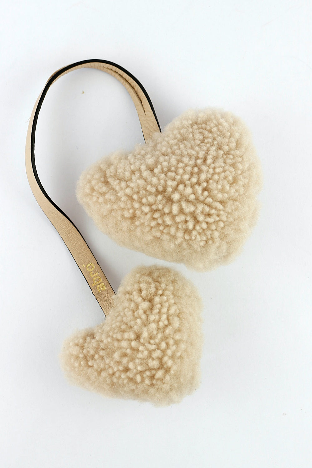 Shearling & Leather Hearts Tassel Charm