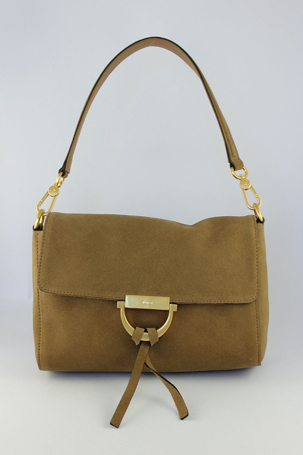 'Temi' Suede Shoulder Bag in Camel
