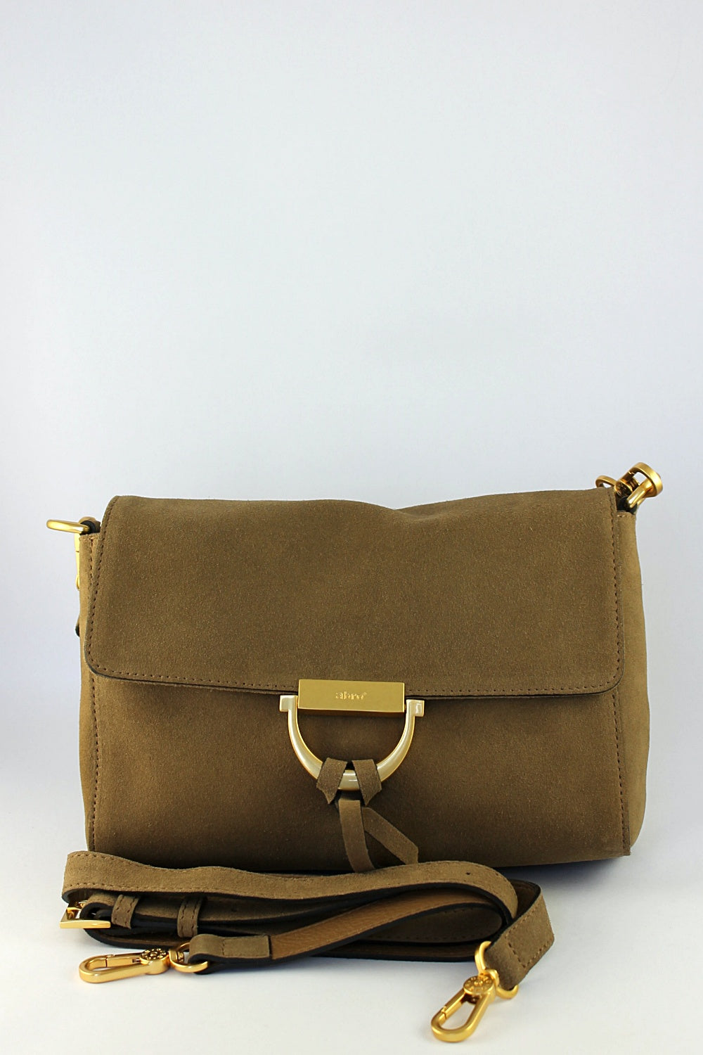 'Temi' Suede Shoulder Bag in Camel