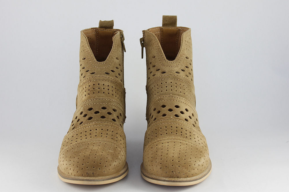 'Nelly' Tan Cut-Out Suede Ankle Boot