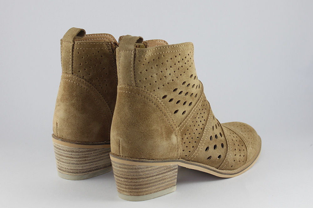 'Nelly' Tan Cut-Out Suede Ankle Boot