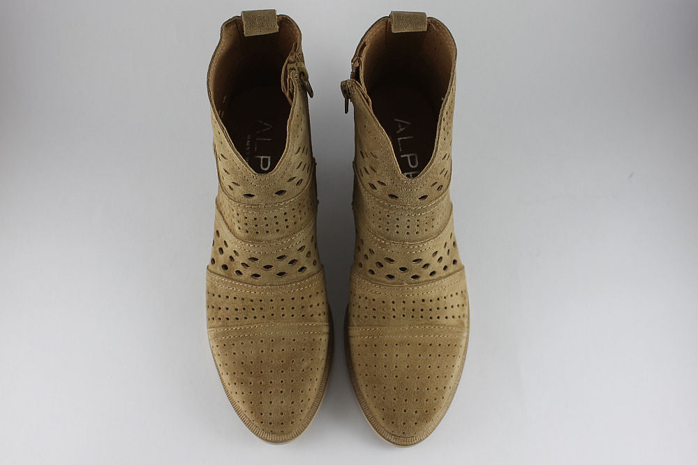 'Nelly' Tan Cut-Out Suede Ankle Boot