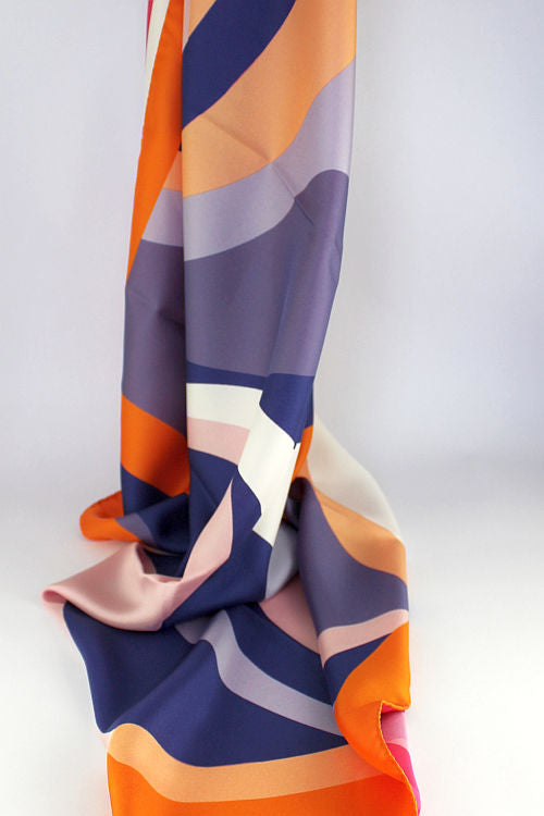 'Grace' Silk Scarf in Orange & Purple