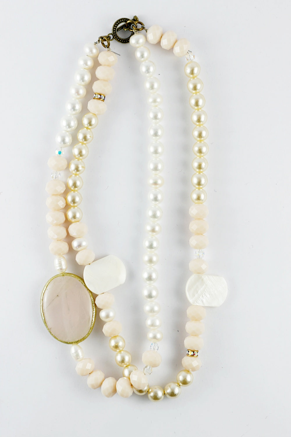 'Cannes' Double Strand Necklace with Rose Agate
