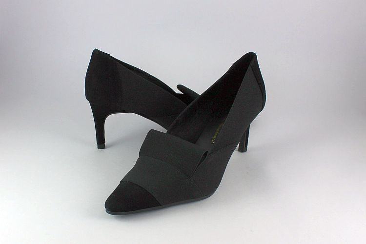 'Paola' Black Suede and Fabric Court