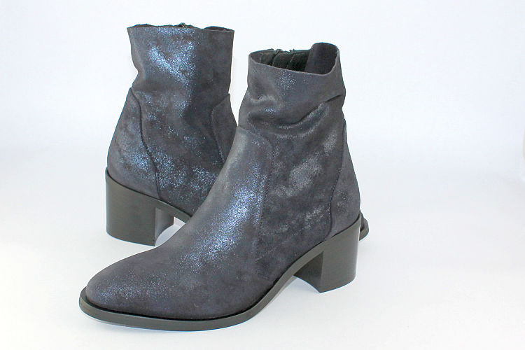Navy Shimmer Suede Ankle Boot