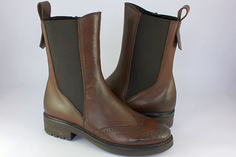 'Camille' Brown Brogue Leather Ankle Boot