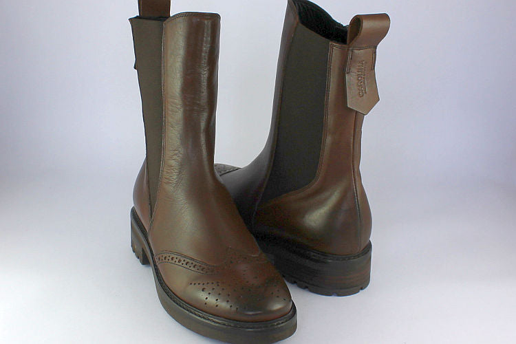 'Camille' Brown Brogue Leather Ankle Boot