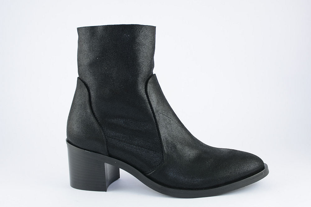 'Valentina' Black Shimmer Suede Ankle Boot