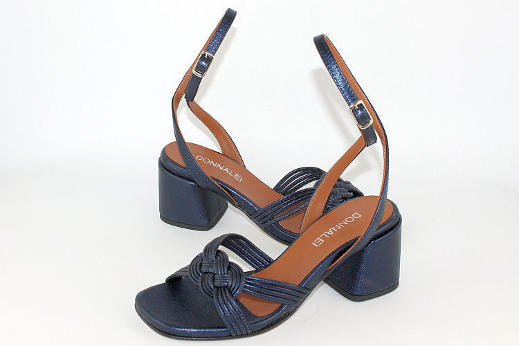 'Minerva' Metallic Sandal in Midnight