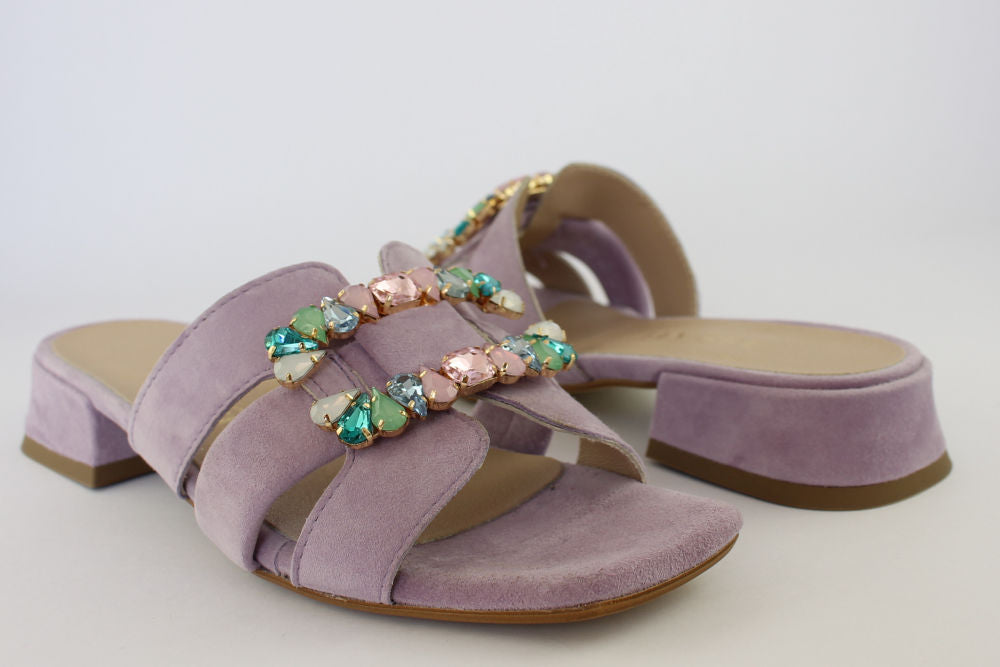 'Idra' Mule in Lilac with Jewels
