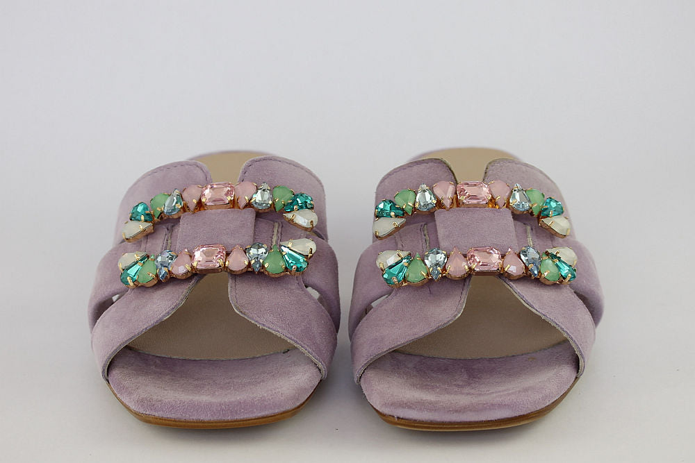 'Idra' Mule in Lilac with Jewels