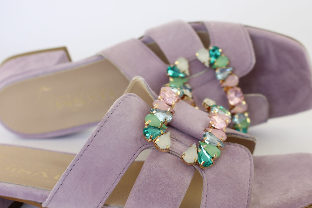 'Idra' Mule in Lilac with Jewels