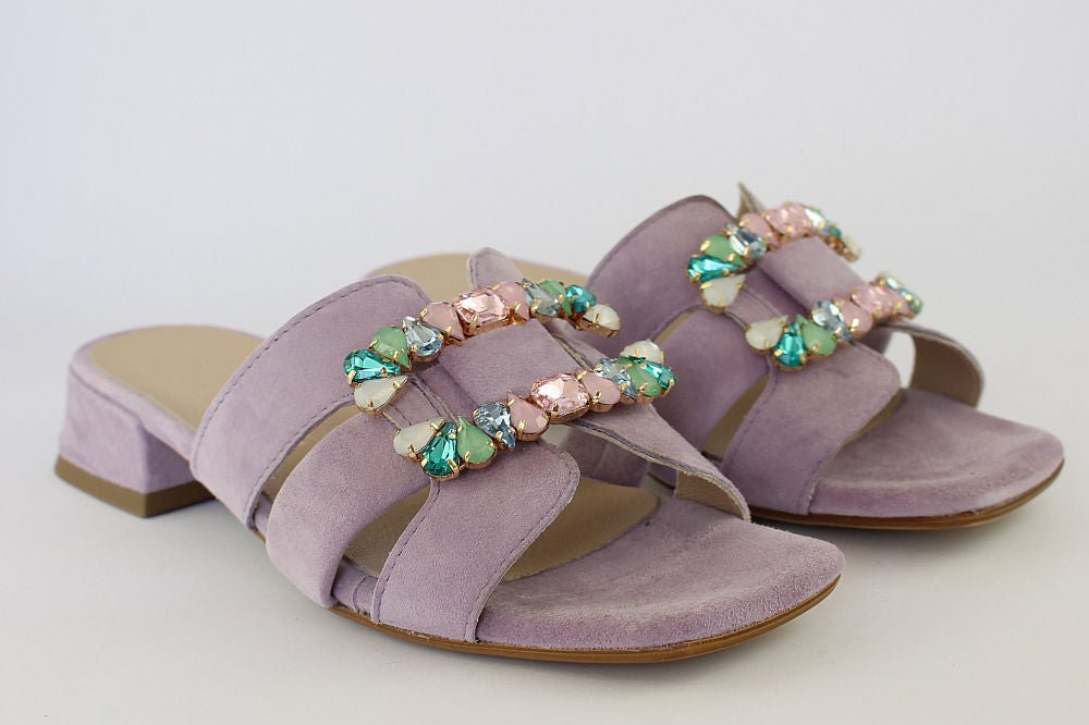 'Idra' Mule in Lilac with Jewels