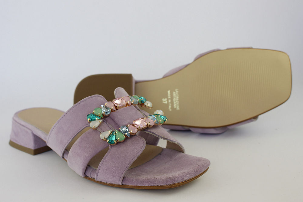 'Idra' Mule in Lilac with Jewels