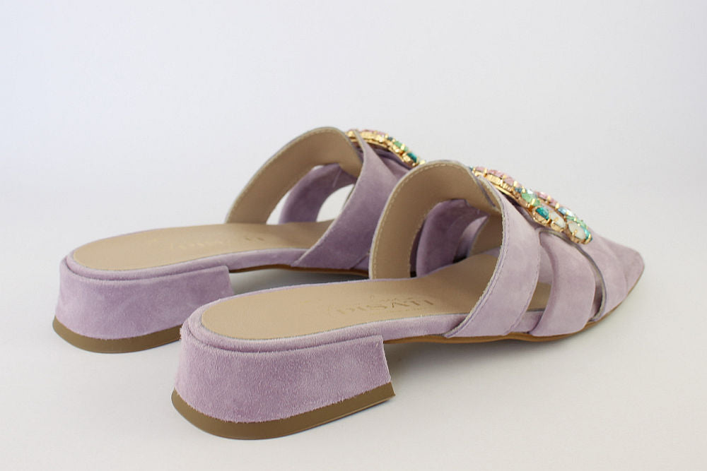 'Idra' Mule in Lilac with Jewels