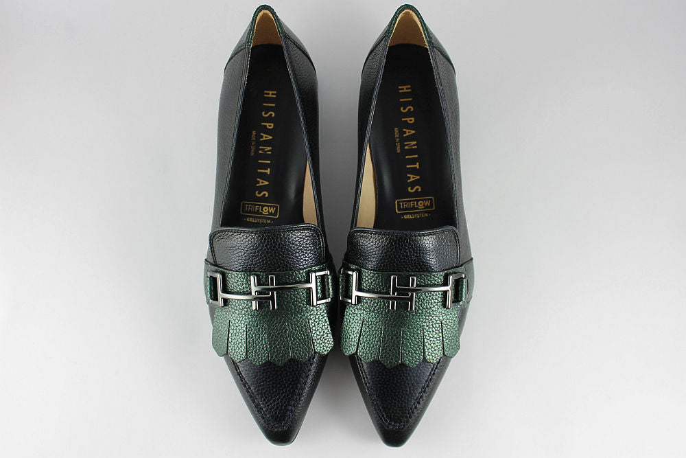 'Dali-Midnight' Blue and Forest Green Pointed Loafer