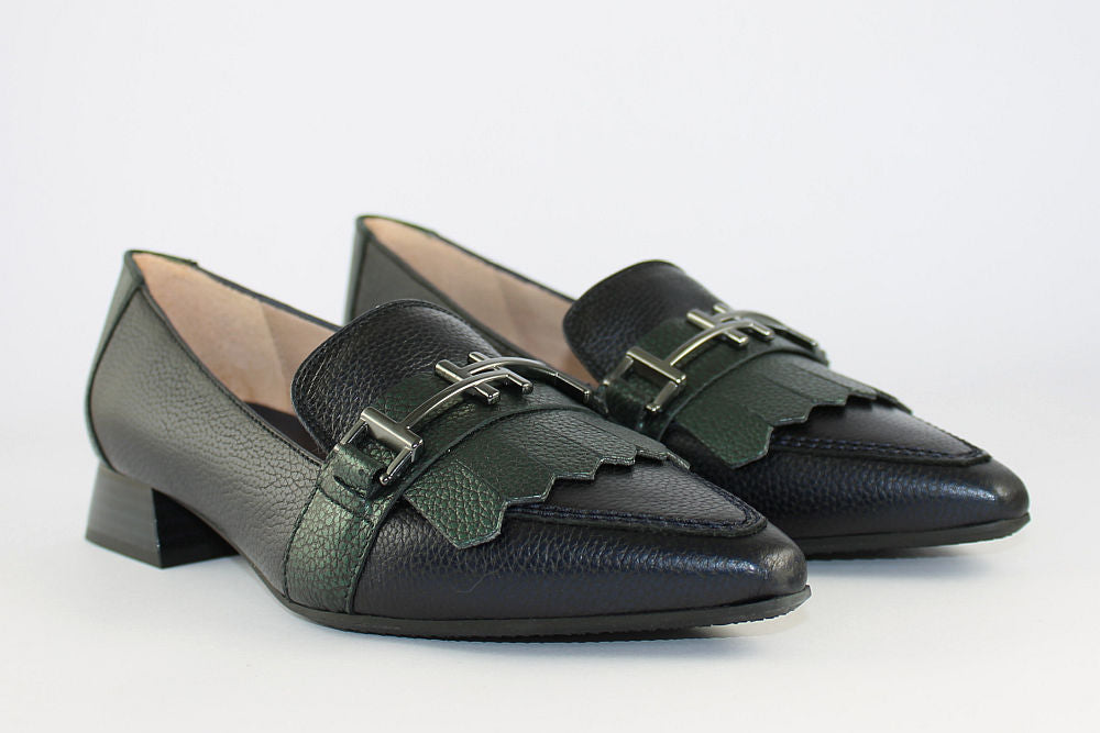 'Dali-Midnight' Blue and Forest Green Pointed Loafer