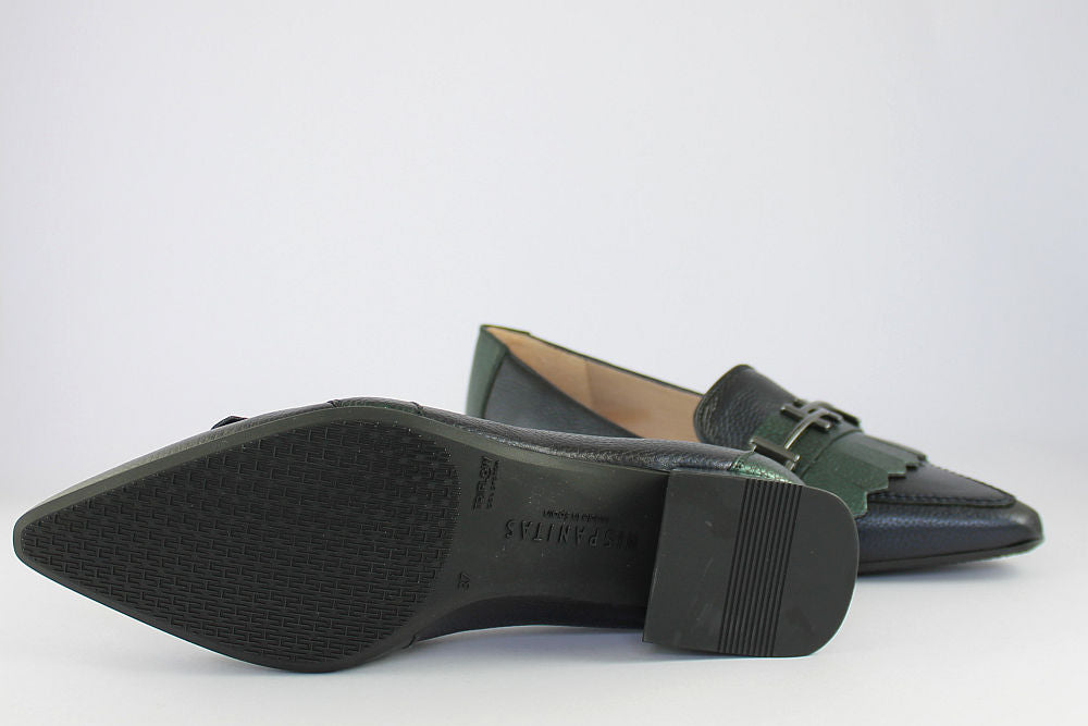 'Dali-Midnight' Blue and Forest Green Pointed Loafer