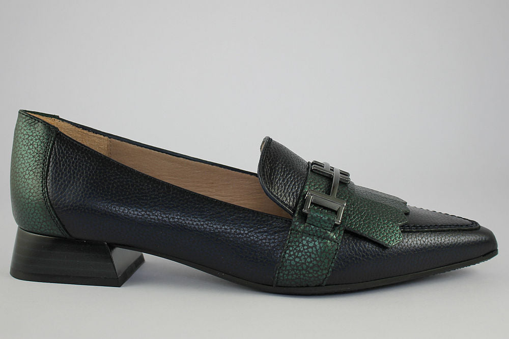 'Dali-Midnight' Blue and Forest Green Pointed Loafer