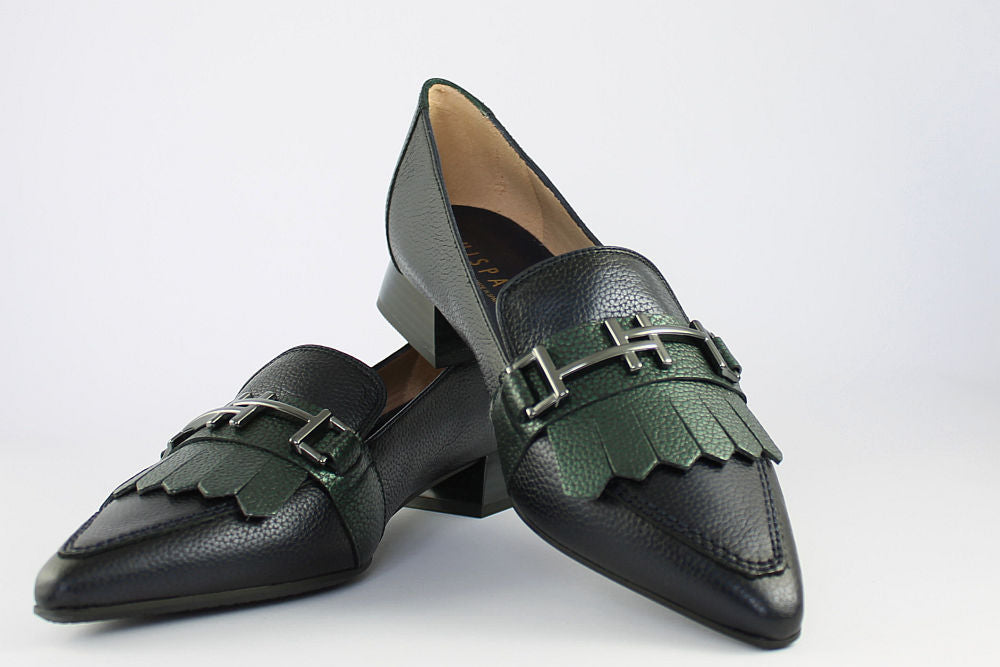 'Dali-Midnight' Blue and Forest Green Pointed Loafer