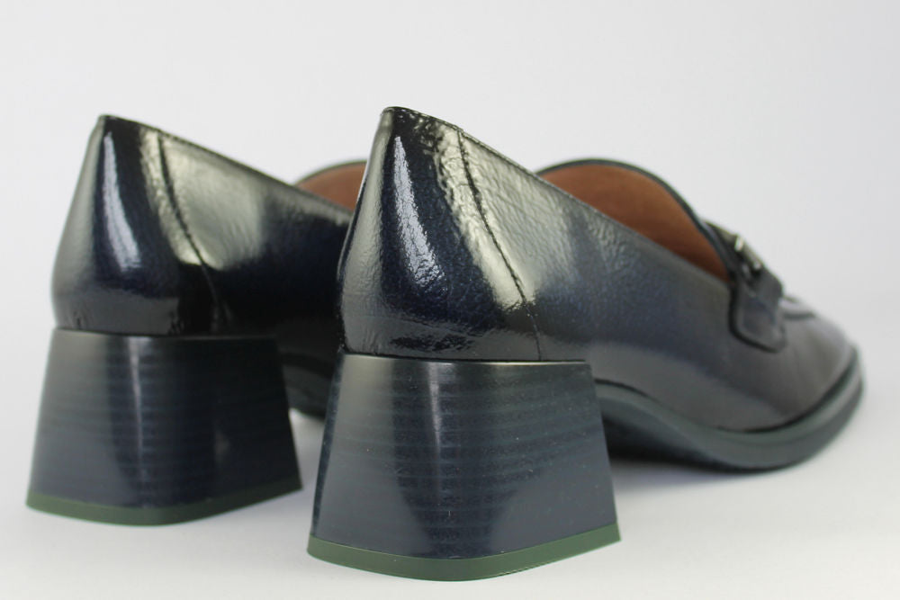 'Milan-Sea Blue' Navy Patent Heeled Loafer