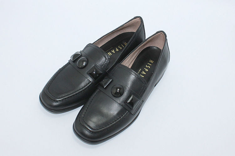 'Bruna' Black Leather Loafer