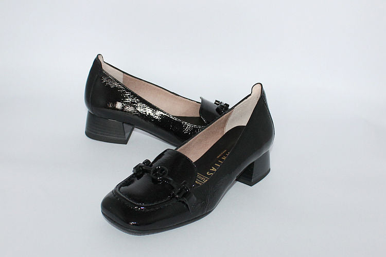 'Erica' Black Patent Court Shoe