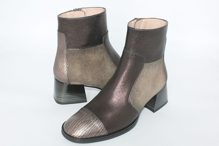Bronze and Aubergine Leather Boot