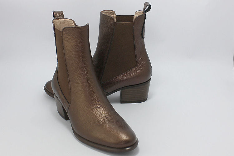 Bronze Leather Ankle Boot