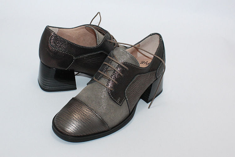 'Cata' Lace-up in Bronze & Aubergine