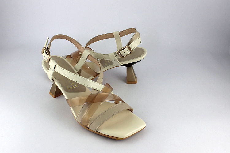 'Menorca' Sandal in Cream & Stone