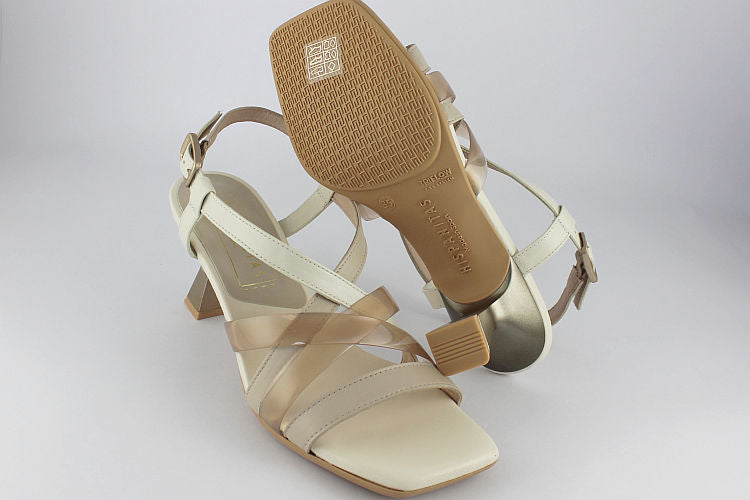 'Menorca' Sandal in Cream & Stone