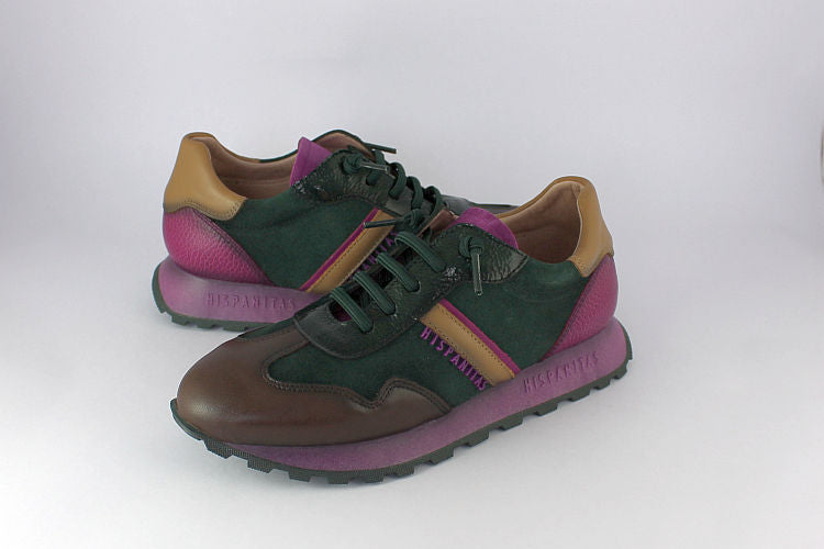 'Rio' Forest Green and Magenta Trainer