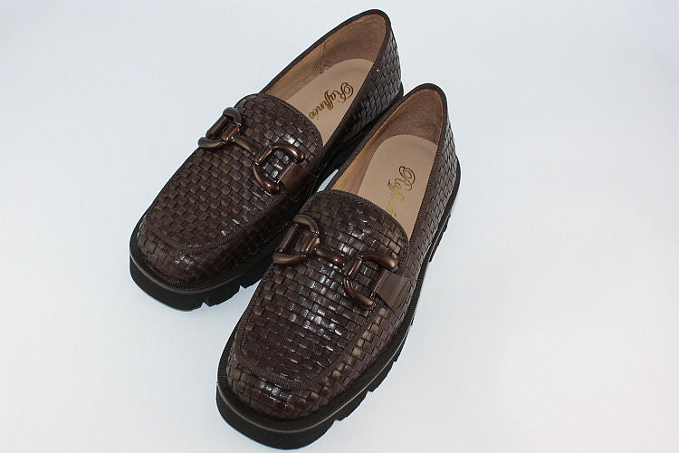 Chunky Woven Leather Loafer In Coffee