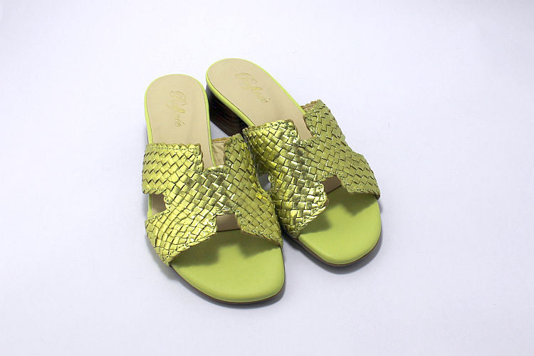 'Ines' in Metallic Lime