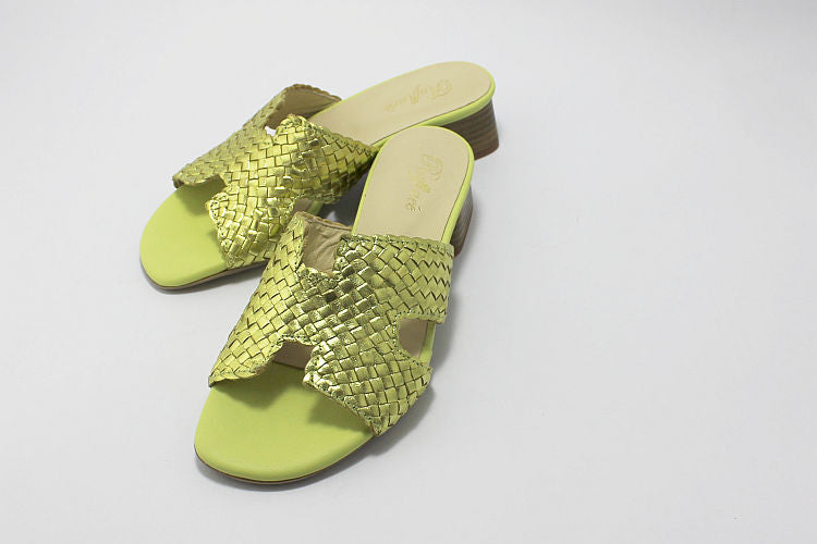 'Ines' in Metallic Lime