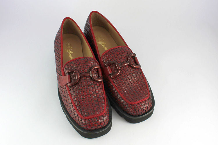 Chunky Woven Leather Loafer in Red