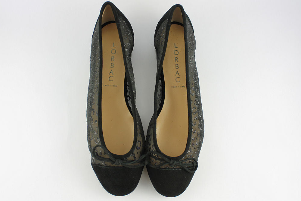 'Modena' Black Suede Sparkle Ballet Pump