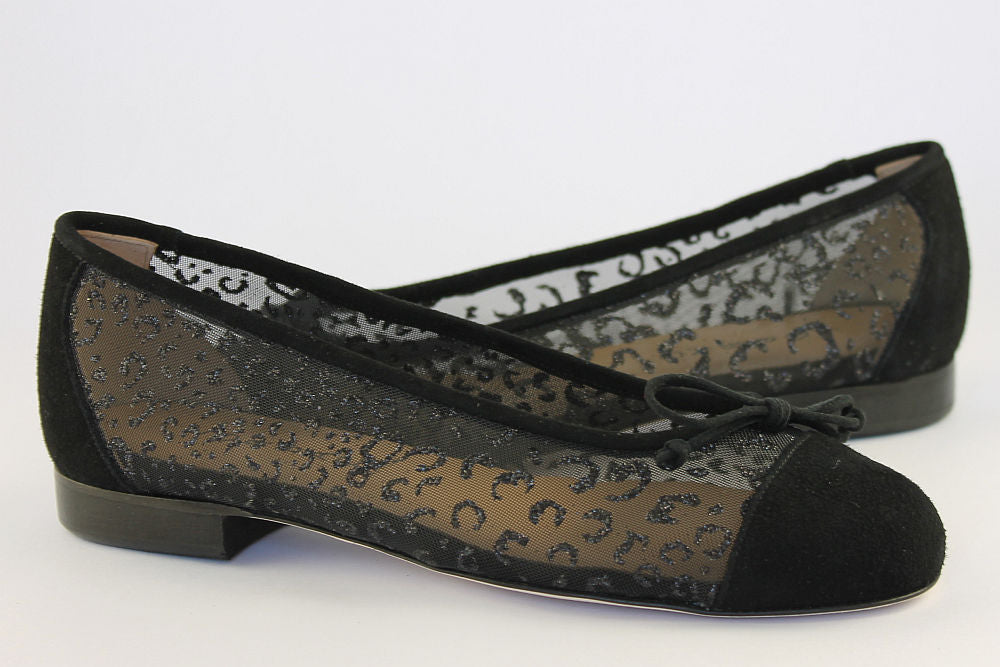 'Modena' Black Suede Sparkle Ballet Pump
