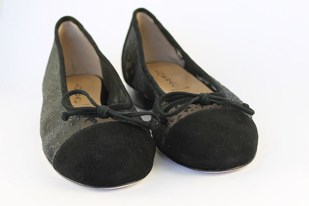 'Modena' Black Suede Sparkle Ballet Pump