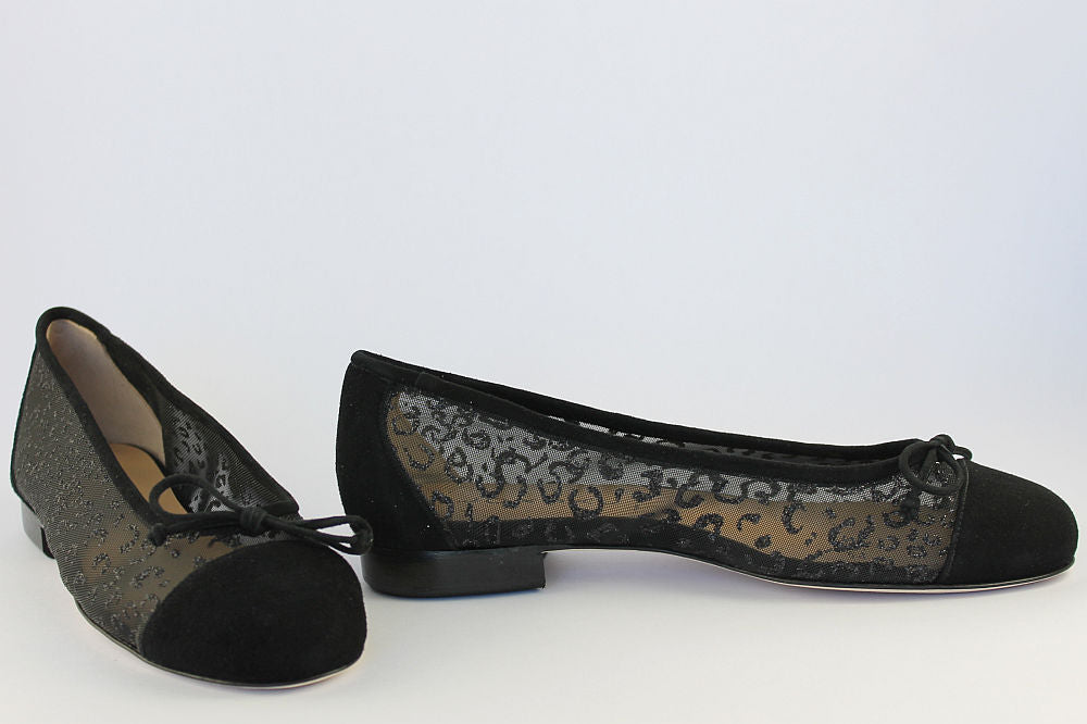 'Modena' Black Suede Sparkle Ballet Pump