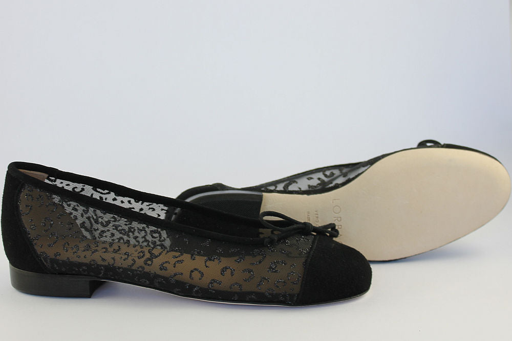 'Modena' Black Suede Sparkle Ballet Pump