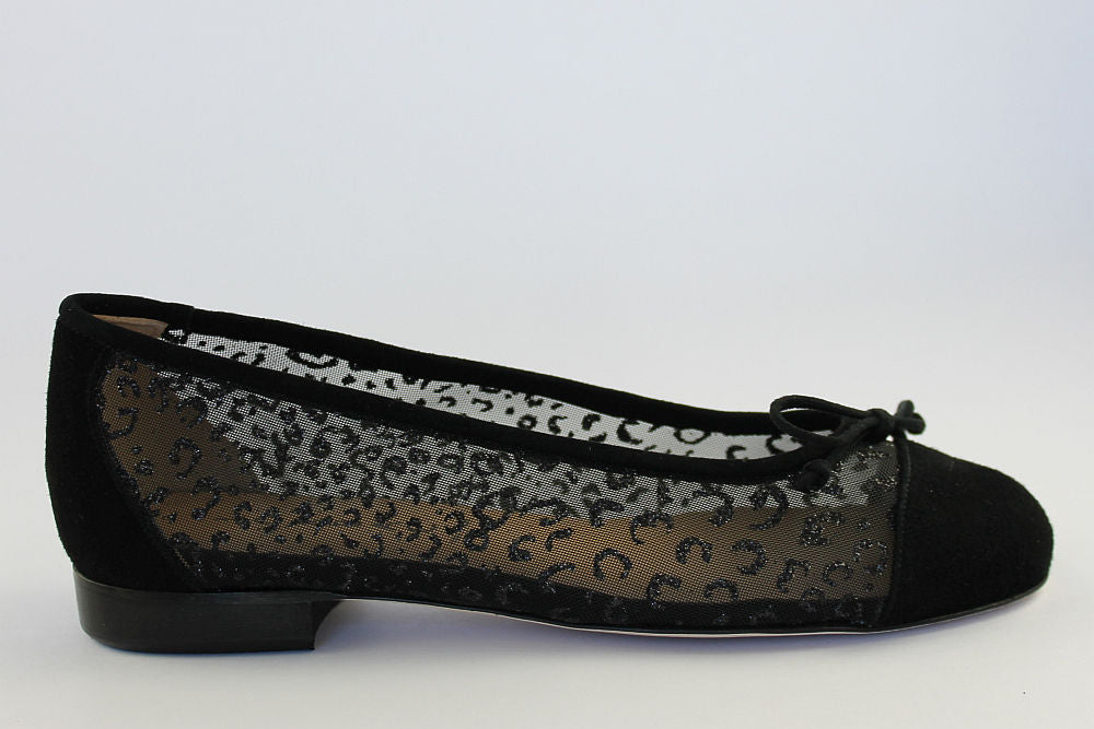 'Modena' Black Suede Sparkle Ballet Pump