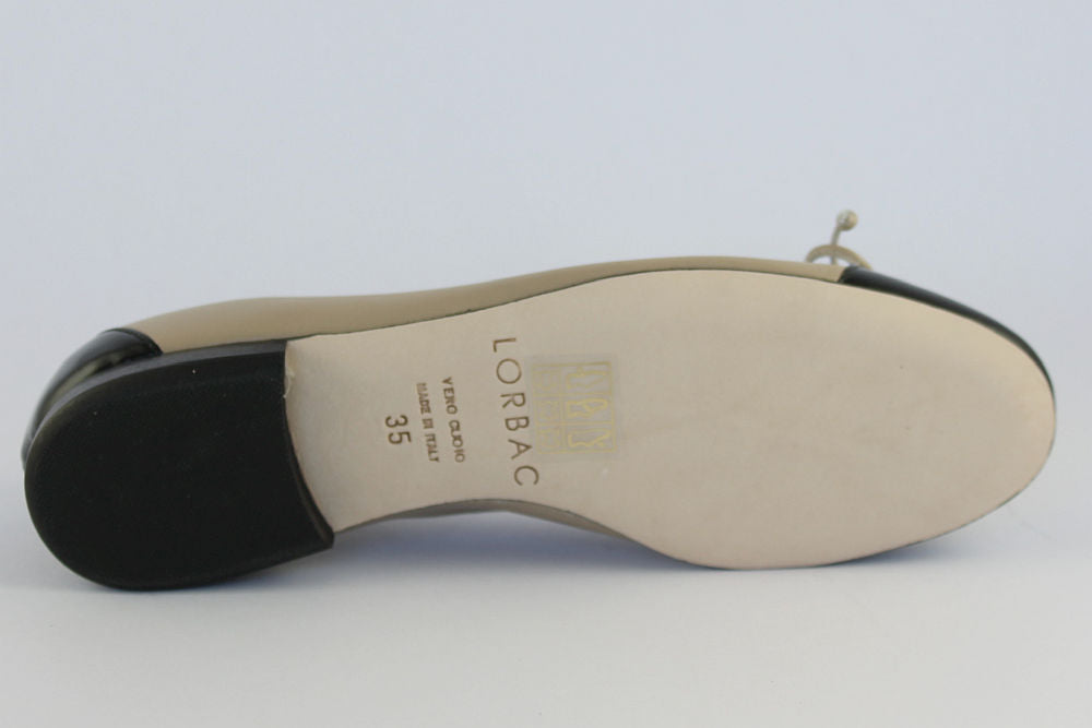 'Rimini' Camel & Black Ballet Pump